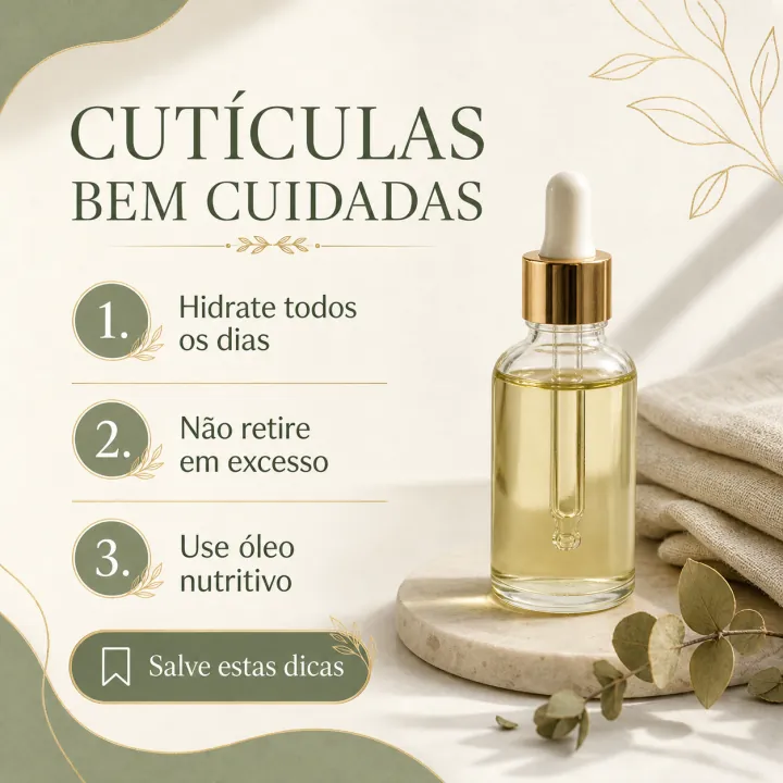 Post educativo com três cuidados para as cutículas