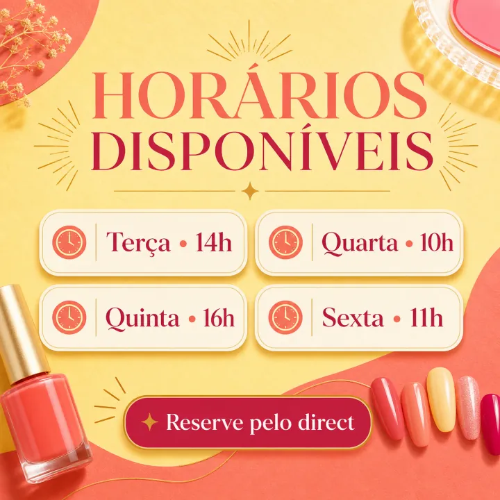 Post anunciando horários disponíveis para atendimento
