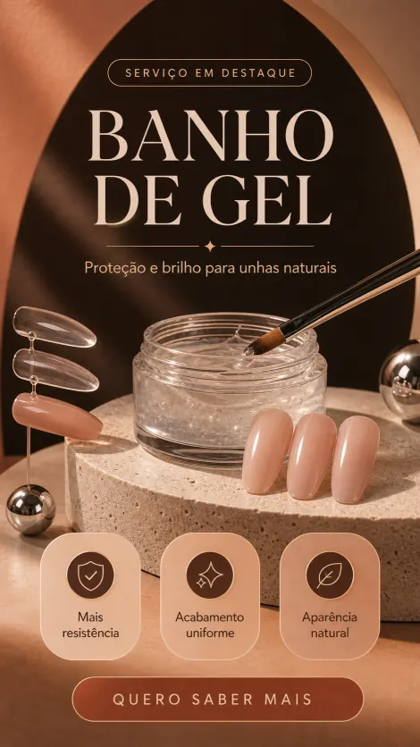 Story apresentando o serviço de banho de gel